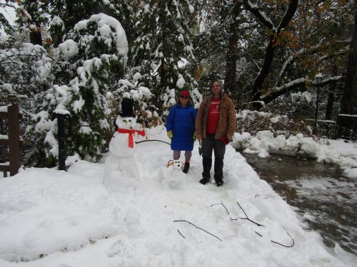 kids and snowman